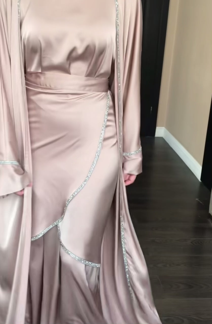 PINK PEACH ABAYA & HIJAB SET