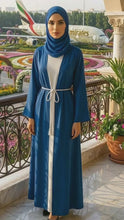 BLUE & WHITE SILK ABAYA & HIJAB SET