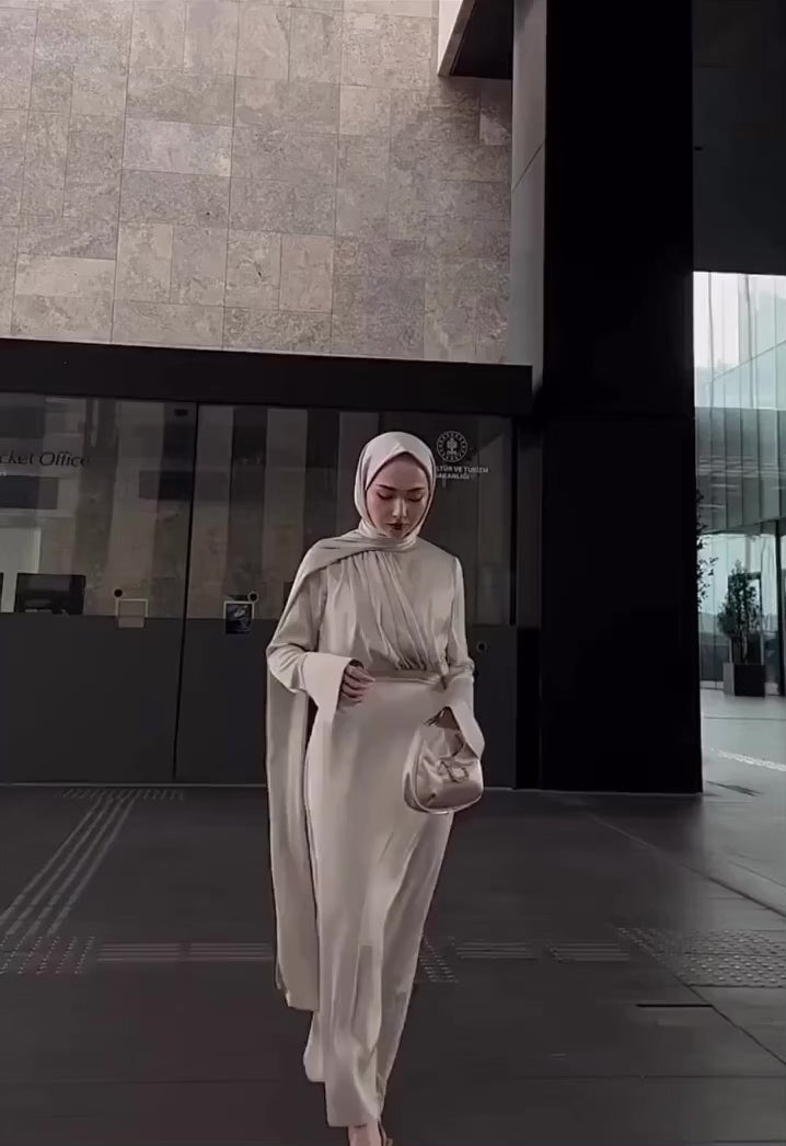 CHAMPAGNE ABAYA & HIJAB SET