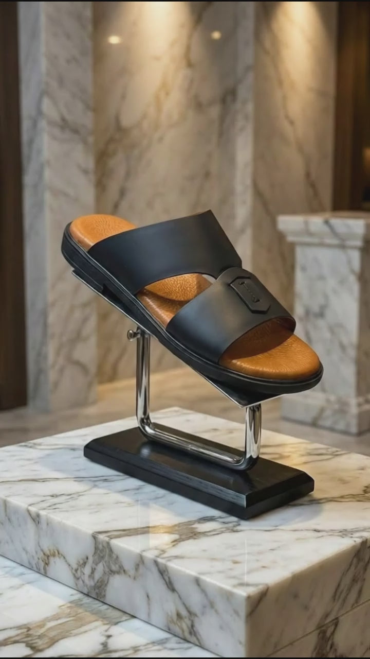 Arabic Traditional Leather Sandals-Black – Bold Simplicity, Everyday Comfort